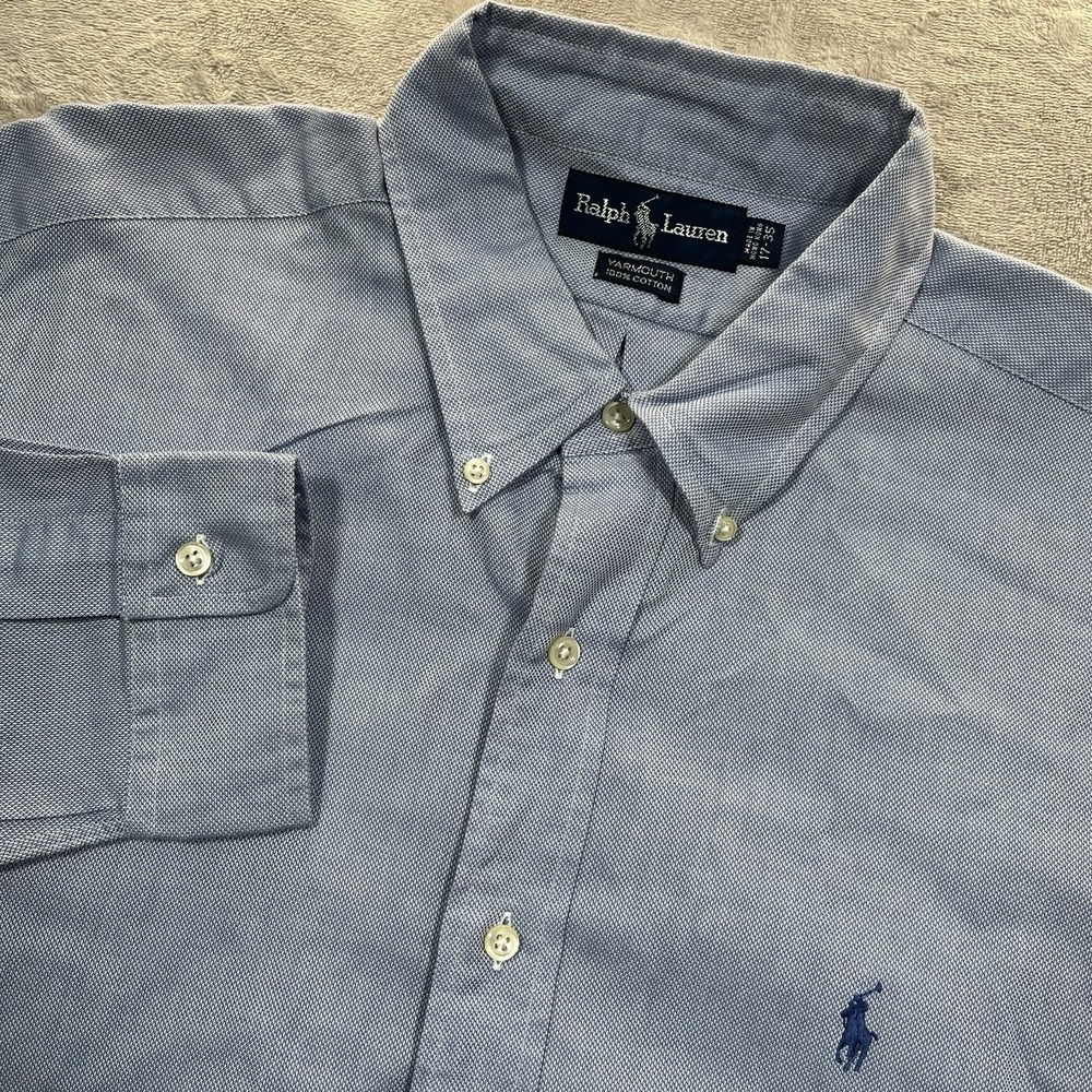 Ralph Lauren Shirt Vintage Yarmouth Blue Mens 17-35‎ Button Up
